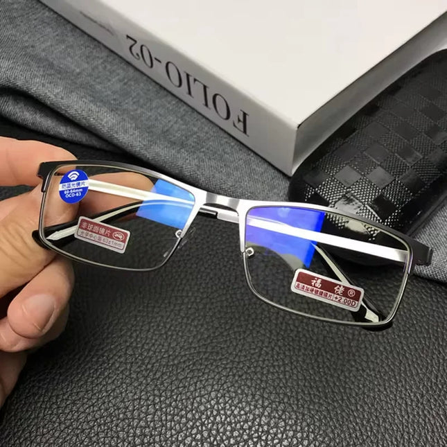 Shata Stainless Steel Frame Anti-Blue Light Presbyopic Glasses For Business, Middle-Aged And Elderly High-End Men And Women