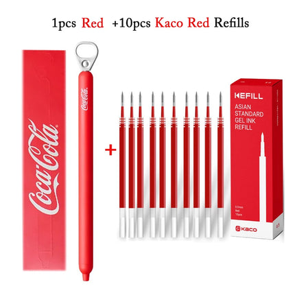 KACO Coca Cola Gel Ink Pen Pull Ring high-quality 0.5 dual-core ST head,Quick Drying Black stylo for office signing school suppl