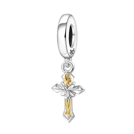 925 sterling silver wings Sister Cross pendant charms fit original 4mm Aperture bracelet charm beads necklace Diy female jewelry