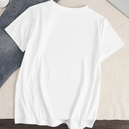 Butterfly Print Summer Women's Casual Crew Neck Short Sleeve T-Shirt Regular Fit Comfortable for Women Daily Wear Clothing