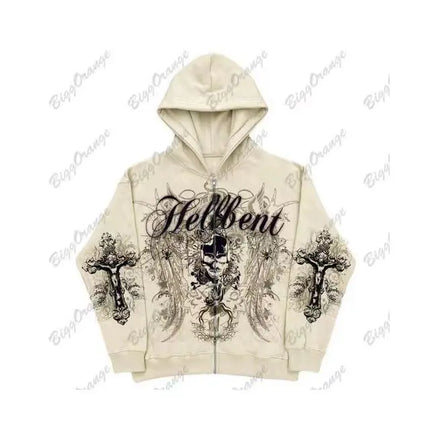 American Gothic Ro Skull Bones Oversized Hoodie Y2K Hip Hop Sle Streetwear No Brand Svel Other Material 00%