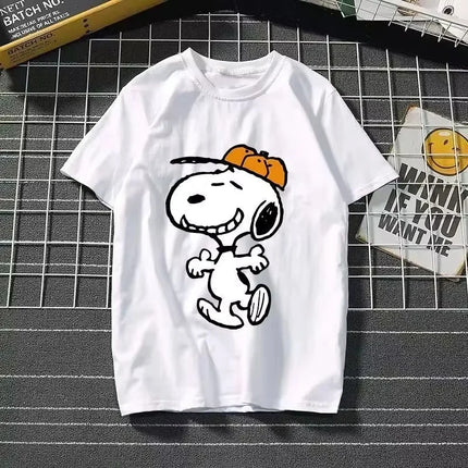 2025 New Summer Snoopy T Shirt Cartoon Short Sleeved Tees Tops Harajuku T-shirt Women Streetwear Pullover Clothes Men's Clothing