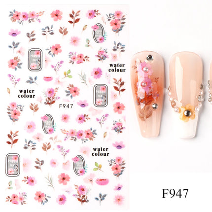 Hibiscus Flower 3D Nail Stickers Cherry Blossom Floral White Florals Petal Nail Art Decals Sliders Manicure Nail Tips Decor