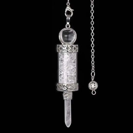 KFT Natural Healing Crystal Pendulum for Divination Dowsing Wishing Bottle Stone Pendant Hexagonal Rock Quartz Pendulum Balanced