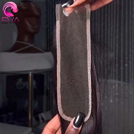 Eva Hair 2x6 Invisible HD Lace Closure Straight Human Raw Hair 6 Inch Deep Middle Part Kim K HD Lace Closures Melt Skin Closures