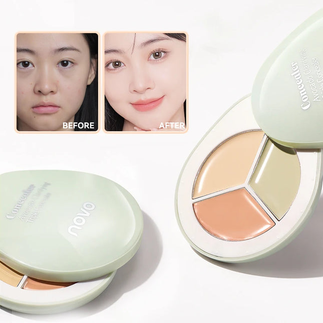3D Contour Cream & Concealer Palette, Matte Finish, Long-Lasting, Conceal & Brighten Dark Circles, For Blemishes, Acne Marks