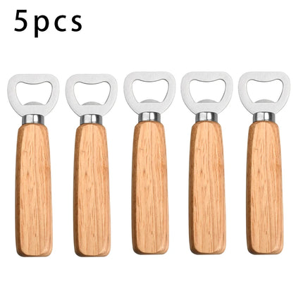 Wooden handle beer bottle opener Commercial wooden bottle opener Stainless steel bottle opener Creative bottle opener