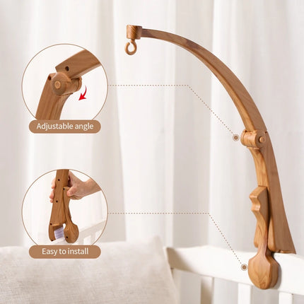 Customize Baby Bed Bell Bracket 0-12 Months Foldable Crib Holder Mobile Wooden Bell Bracket Rattle Toy Newborn  item stuff Gifts