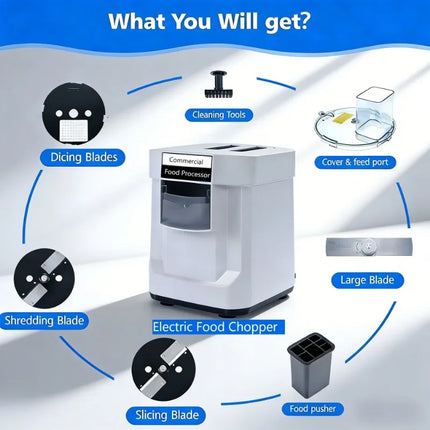 Commercial Dicing Machine K8600 White 3-in-1 Multi-Function Electric Cutter Strips Shreds Slices Dice Radish Potato Vegetables