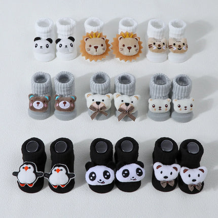 Cute Cartoon Bear Lion Panda Baby Socks For Boys Girls Spring Autumn Soft Cotton Solid Newborn Infant Tube Sock Kids Socken