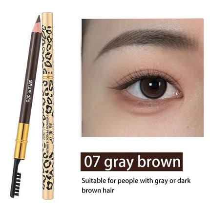 7 Colors Leopard Double Head Eyebrow Pencil Waterproof Long Lasting Brow Definer with Brush Natural Easy To Color Eye Makeup