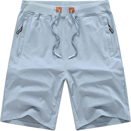 Drawstring Men's Cotton Shorts, Cozy Fit Slim Elastic Sports Shorts Man Casual Running Trendy Sweatpants Male Clothing