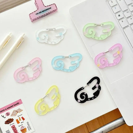 New Wings Shape Carabiner Acrylic Multipurpose Card Holder Keychain Candy Color Keyring Hook
