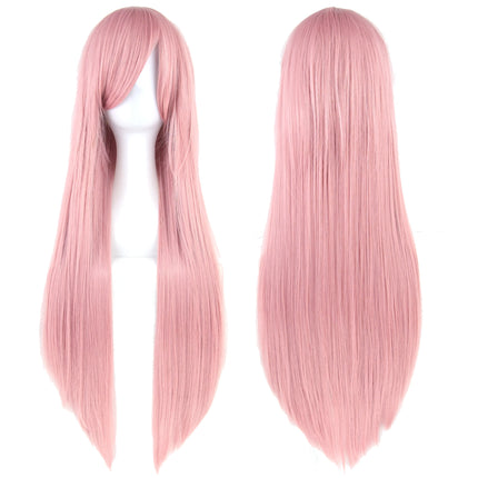 Synthetic Light Pink Long Wig for Anime Cosplay Megurine Luka Straight Momoi Satsuki Wig with Bangs
