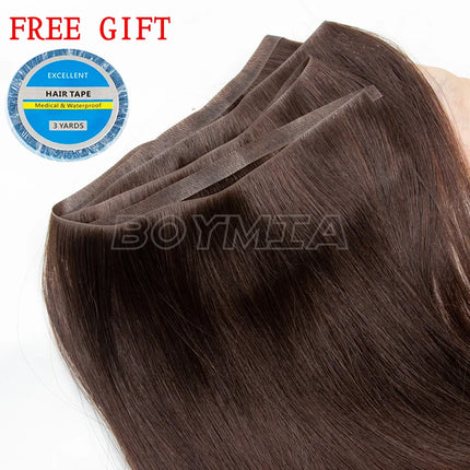 BOYMIA Invisible Long Tape PU Weft Human Hair Injected Tape In Hair Extensions Silky Easy to Use Remy Human Hair 12-22 Inch