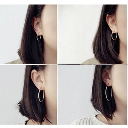 Hoop Earrings Small Big Circle Women Exaggerated Hoop Ear Loop Smooth Ring Round Earring Stainless Steel Jewelry Wholesale