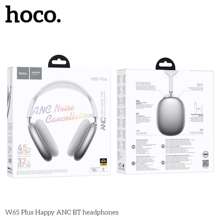 HOCO W65 Plus ANC Noise Reduction Bluetooth Headphones Over The Ear Wireless Big Earphone Hifi Sounds Sport Headsets With Button