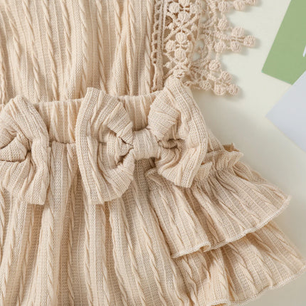 2024 New Style Baby Girls Summer Sleeveless Solid With Bow Fashion  Outdoor Streetwear Dress