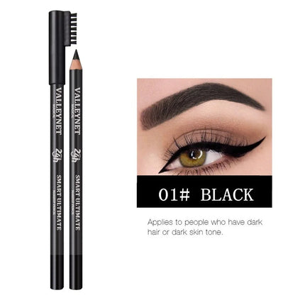 Ultra-fine Wooden Eyebrow Pencils with Brush Black and Brown Series, Matte Finish, Long-lasting Waterproof Formula Eye Makeup