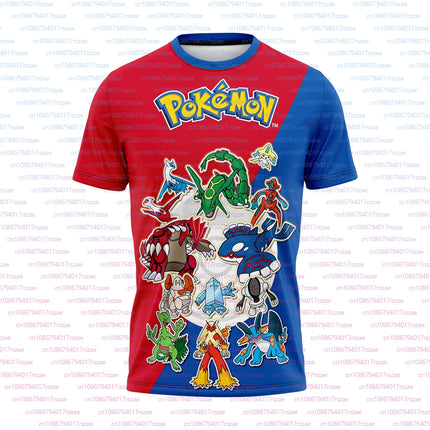 Pokémon Animation Derivatives Pikachu Elf 3D Printing T-shirt Men's and Women's Summer Oversize Loose Street Trend Boys Tees