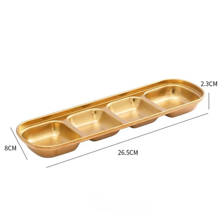304 Stainless Steel Korean-style Dinner Plate, Gold Dipping Plate Sauce Plate, Barbecue Tableware Multi-functional Tableware
