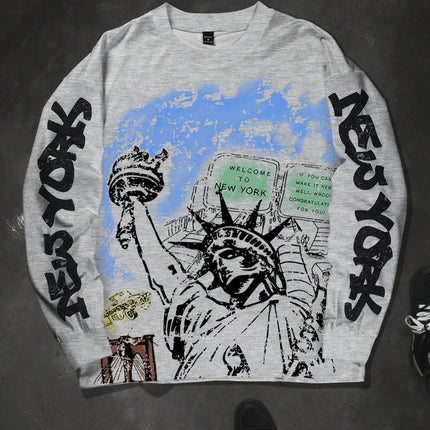 The new men's round-neck sweatshirt for Spring and Autumn 2025 is casual fashionable and comfortable with 3D pattern printing