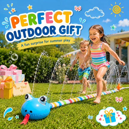 2.9M Snake Water Sprinkler Toy, Outdoor Garden Hose Sprayer, Summer Lawn Splash Pad Backyard Water Game