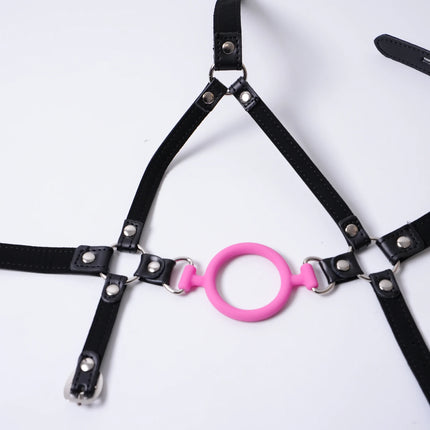 PU Leather Head Harness Mouth Mask Breathe Ball Bondage Restraint Mouth Gag Mask Cosplay Sex Toys For Couple Sex Product