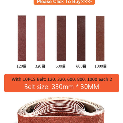 Multifunctional Mini Electric Belt Sander DIY Cutter Edges Sharpener  Adjustable Speed Polisher Machine 10PCS Belt 110V/220V