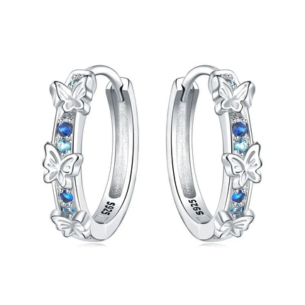 925 Sterling Silver Inlaid Zircon Butterfly Earrings Insect Element Original Design Women's Fashion Party Jewelry Gift Ear Loops