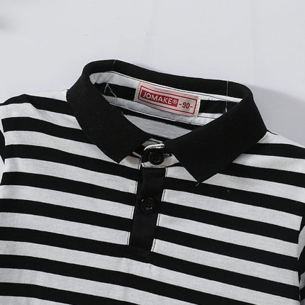 4-Piece Set New Style Summer Boys & Girls Striped Short Sleeve T-Shirt Tops Children's Fashion Stylish Collar