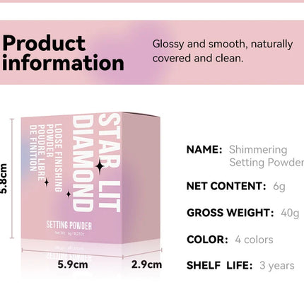 Pink Glitter Setting Powder 4 Color Long Lasting Oil Control Pearlescent Natural Face Matte Shimmer Loose Powder Makeup Cosmetic