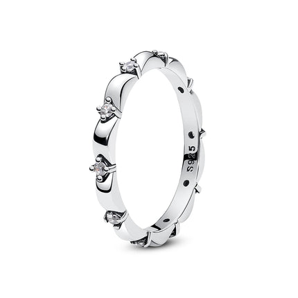 925 Sterling Silver Rings For Women Original Crown Love Heart Wishbone Engagement Wedding Rose Gold Crystal Ring Luxury Jewelry