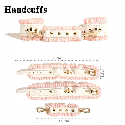 Adult BDSM Products Bondage Sex Toy Kits with PU Leather Handcuffs Collar Mask Bone Plug Game Accessories for Couple Erotic Shop