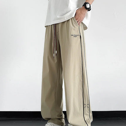 Summer Men's Sweatpants Wide Leg Straight Ice Silk Cooling Pants Big Size 8XL 7XL 6XL Sportswear Loose Fit Track Trousers