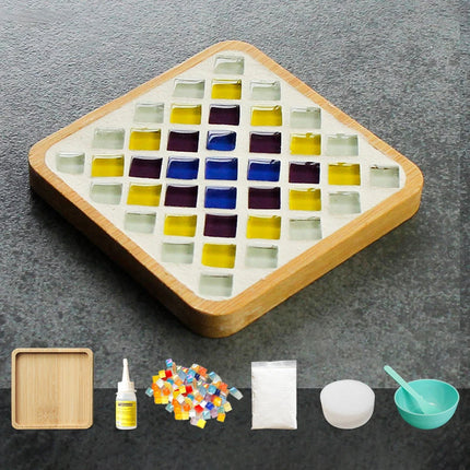 Handmade DIY Mosaic Cup Mat Bottom Bamboo Pad Early Education Free Creation Handicraft Toys