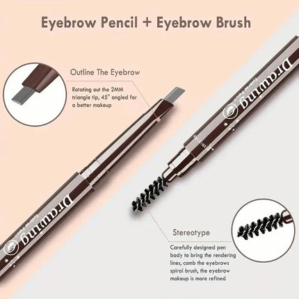 Double Ended Eyebrow Pencil Rotatable Triangle Eye Brow Pen Sweatproof Waterproof Smooth Lasting Beauty With Brush Makeup Tool