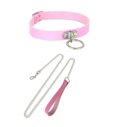 Cosplay Necklace Leash And Collar Bdsm Leather Slave Heart Bell Ring C harm Collars Set For Women Bondage Gothic Choker Accessor