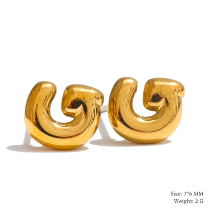 Yhpup 26 Initial Letter A-Z  Stainless Steel Gold Color Stud Earrings 18K PVD Waterproof Plated Daily Versatile Basic Jewelry