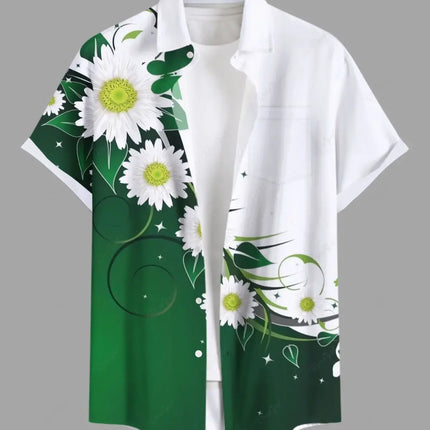 Fashion Men's Hawaiian Shirts 3D Printed Short Sleeved Button Down Lapel Shirts Oversized Tops Summer Casual Aloha Shirt For Men
