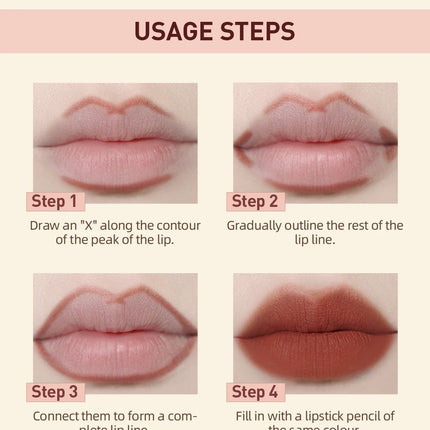 QIBEST 2pcs Lipstick Lipliner Pen Set Matte Velvet Lip Liner Pencil Contour Makeup Sexy Red Lip Stick Long Lasting Cosmetics