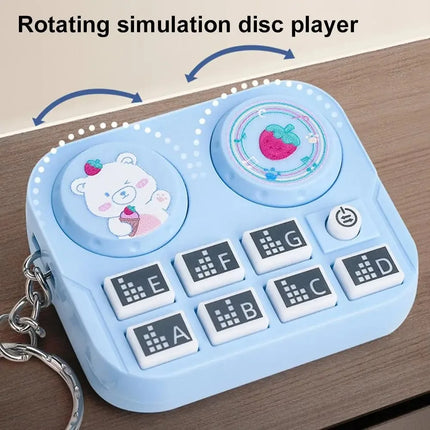 Mini Keychain with DJ Disc Player for Kids, Musical Instrument Sound Button, Toy Games, Educational Toy Bag, Pendant Keychain, 1