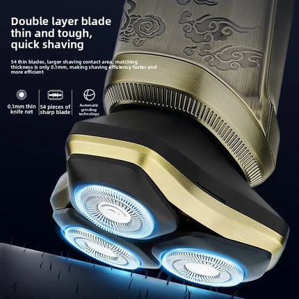 Men's Electric Shaver Professional Shaver with 3-Blade Cutting System Reciprocating Waterproof Shaver USB Charging Beard Trimmer