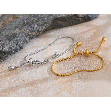 Yhpup Fashion Exquisite Basic Chain Pull-out Adjustable Bracelet Bangle Gold Platinum Plated Daily High Quality Jewelry Gift