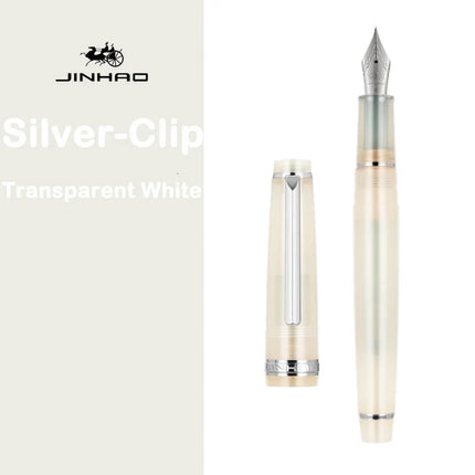 JINHAO 82 Fountain Pen Gold Trim Acrylic Barrel Silver Clip for Writing Calligraphy Signature School Office Supplies Stationery