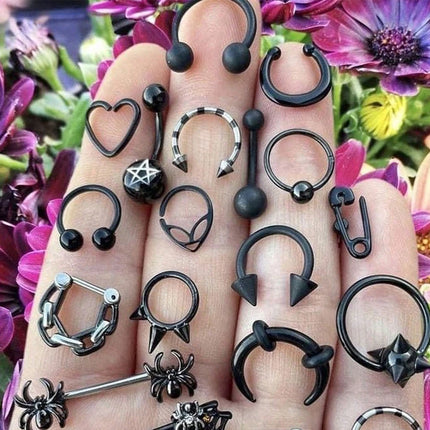 1pc Back Septum Rings Muti-Styles Punk 16gauge Stainless Steel Nose Rings Hoops Septum Clicker Daith Piercing Jewelry