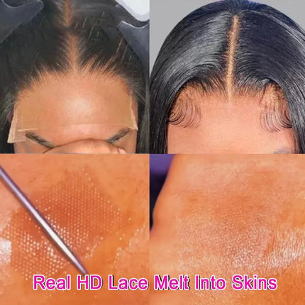 Invisible HD Lace Pre Everything 13X6 Lace Frontal Straight Hair 7X7 Closure Only Melt Skins Pre Plucked 100% Remy Human Hair