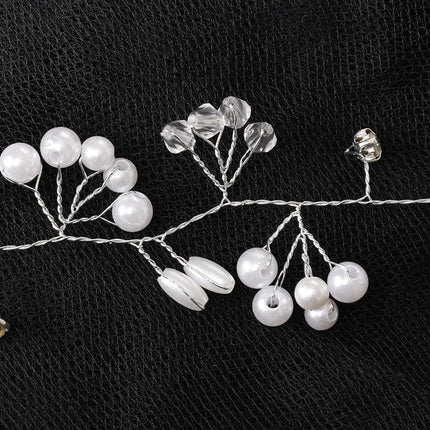 Western Wedding Fashion Headdress for Pearl Crystal Bride Handmade Wedding Crown Floral Pearl Hair Accessories Hairpin Ornaments