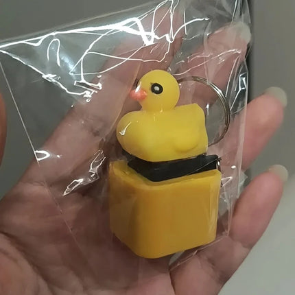 Funny Croaking Frog Duck Luminous Button Keychain Keyboard Fidget Clicker Sound Keyring for Stress Relief Finger Toy Gift Decor