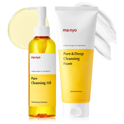 ma:nyo Double Cleanse Set Pure Cleansing Oil Deep Cleansing Foam Blackhead Melting Daily Makeup Removal Korean Skincare
